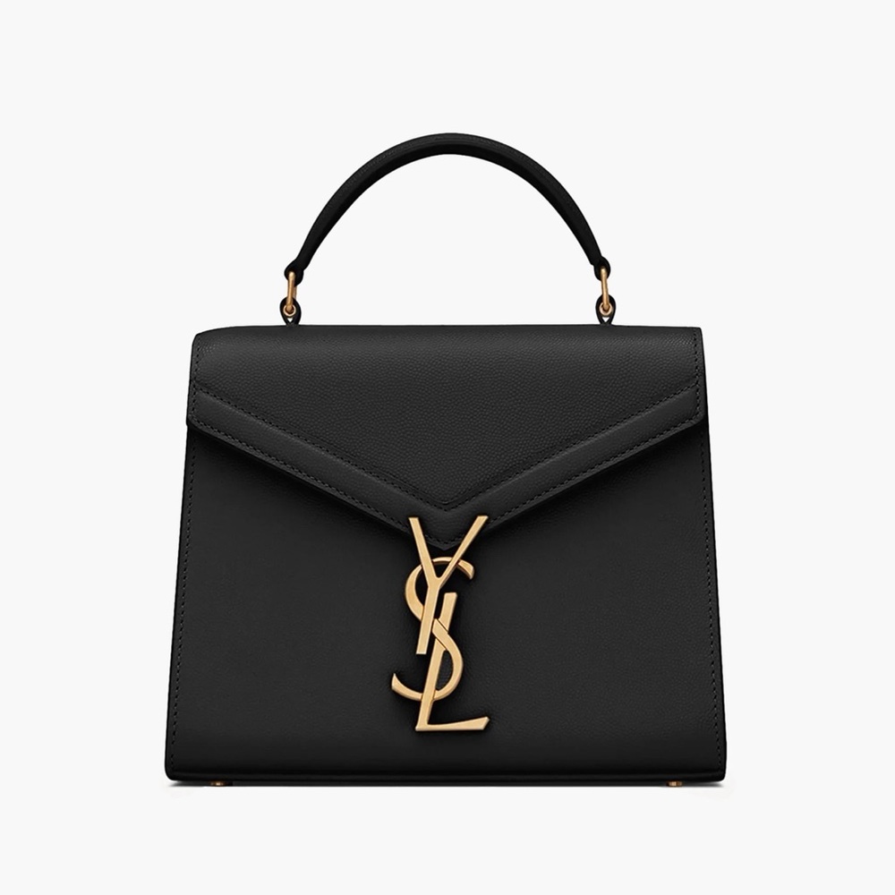 Yves Saint Laurent Black Casandra Bag with Gold Accents